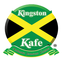 A green and yellow logo with the words kingston kafe underneath it.